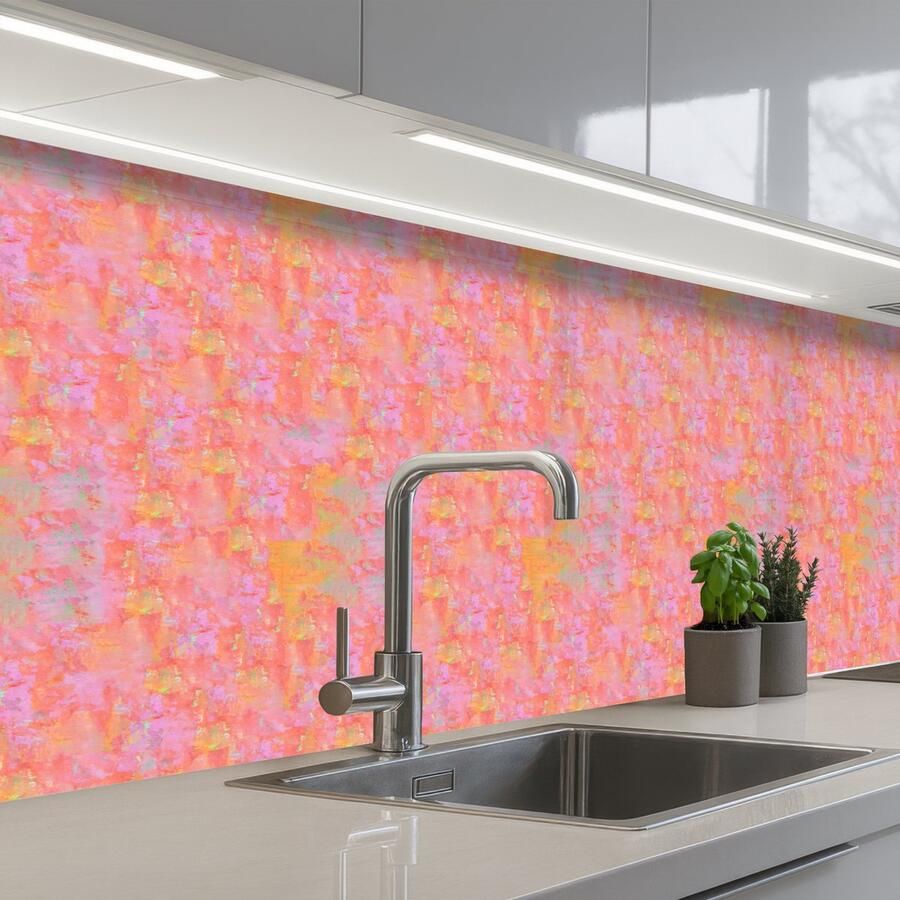 KitchenYeah Keuken achterwand 250x60 cm Spatscherm zelfklevend Verf Texturen Pastel Muurbeschermer Spatwand fornuis