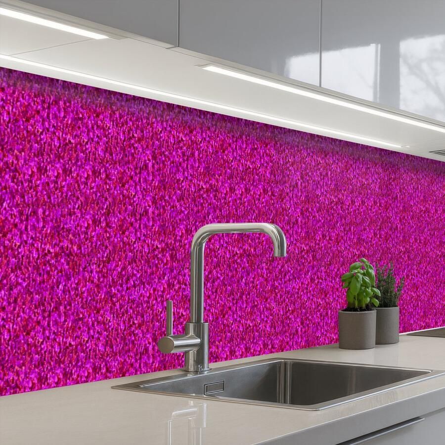 KitchenYeah Keuken achterwand 250x80 cm Spatscherm zelfklevend Vloeiend Olie Roze Verf Muurbeschermer Spatwand fornuis