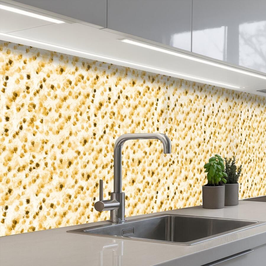 KitchenYeah Keuken achterwand 300x60 cm Spatscherm zelfklevend Olie Verf Texturen Beige Muurbeschermer Spatwand fornuis