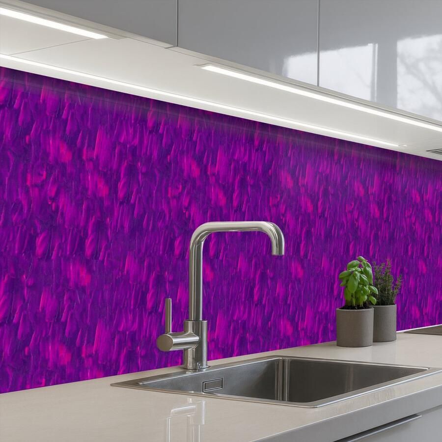KitchenYeah Keuken achterwand 300x60 cm Spatscherm zelfklevend Olie Verf Texturen Fel Muurbeschermer Spatwand fornuis