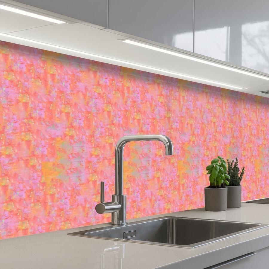 KitchenYeah Keuken achterwand 300x60 cm Spatscherm zelfklevend Verf Texturen Pastel Muurbeschermer Spatwand fornuis