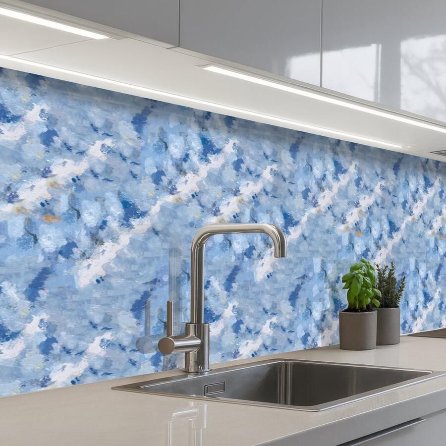 KitchenYeah Keuken achterwand 300x60 cm Spatscherm zelfklevend Vloeiend Olie Verf Texturen Muurbeschermer Spatwand fornuis