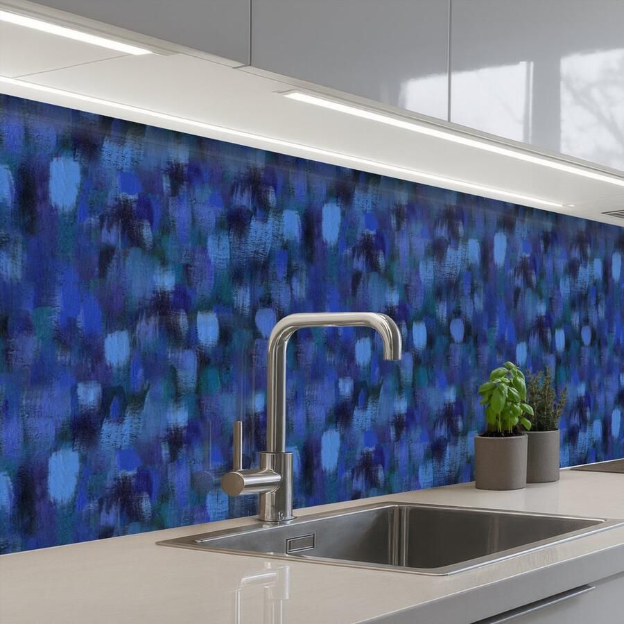 KitchenYeah Keuken achterwand 300x60 cm Spatscherm zelfklevend Vloeiend Verfstrepen Kleuren Muurbeschermer Spatwand fornuis