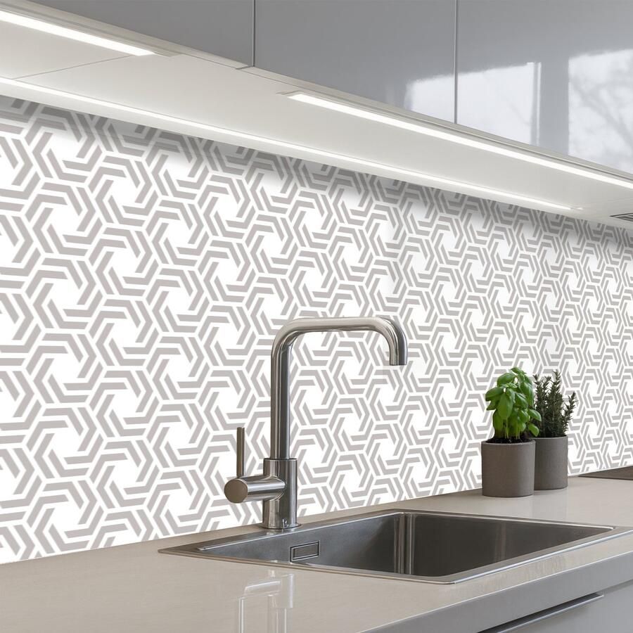KitchenYeah Keuken achterwand 300x80 cm Spatscherm zelfklevend Grafisch Patroon Modern Muurbeschermer Spatwand fornuis