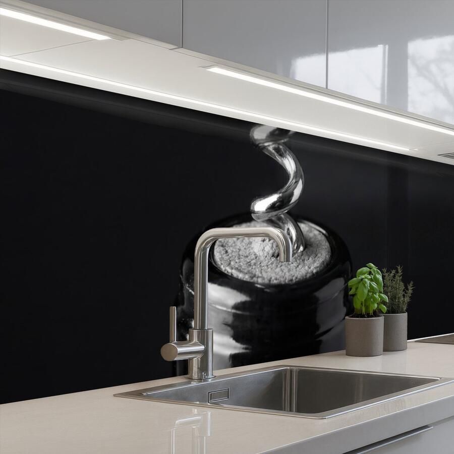 KitchenYeah Keuken achterwand 300x80 cm Spatscherm zelfklevend Kurkentrekker Wijn Zwart Wit Muurbeschermer Spatwand fornuis
