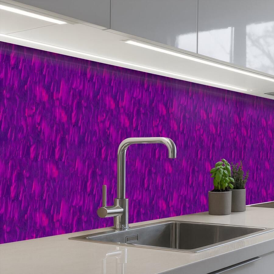 KitchenYeah Keuken achterwand 350x60 cm Spatscherm zelfklevend Olie Verf Texturen Fel Muurbeschermer Spatwand fornuis
