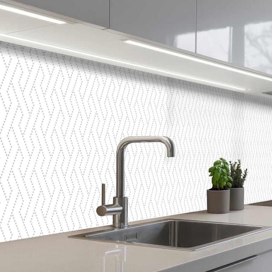 KitchenYeah Keuken achterwand 400x60 cm Spatscherm zelfklevend Grafisch Patroon Modern Geweven Muurbeschermer Spatwand fornuis