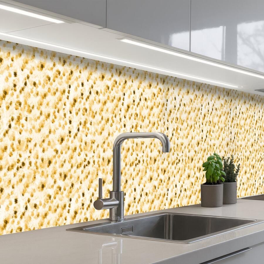 KitchenYeah Keuken achterwand 400x60 cm Spatscherm zelfklevend Olie Verf Texturen Beige Muurbeschermer Spatwand fornuis
