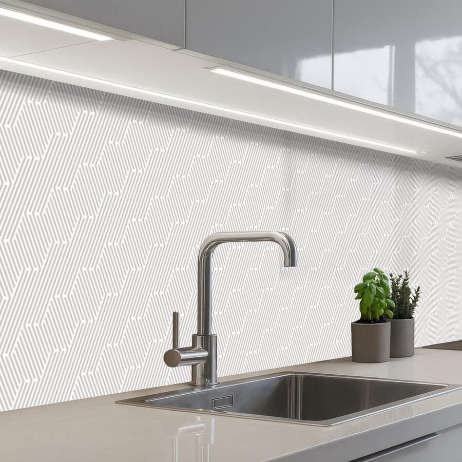 KitchenYeah Keuken achterwand 500x60 cm Spatscherm zelfklevend Grafisch Patroon Modern Geometrisch Muurbeschermer Spatwand fornuis