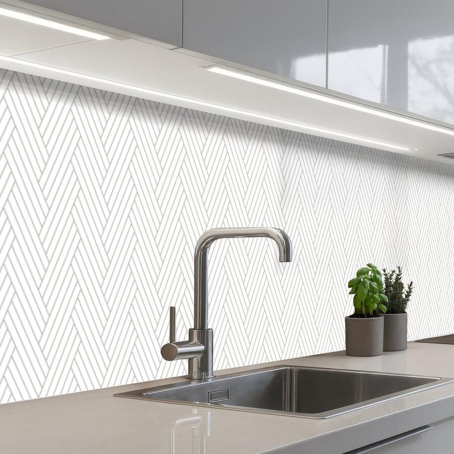KitchenYeah Keuken achterwand 500x80 cm Spatscherm zelfklevend Grafisch Patroon Modern Geweven Muurbeschermer Spatwand fornuis