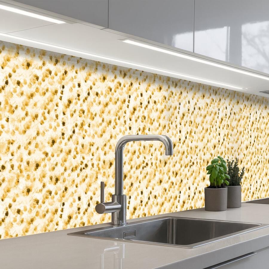 KitchenYeah Keuken achterwand 500x80 cm Spatscherm zelfklevend Olie Verf Texturen Beige Muurbeschermer Spatwand fornuis