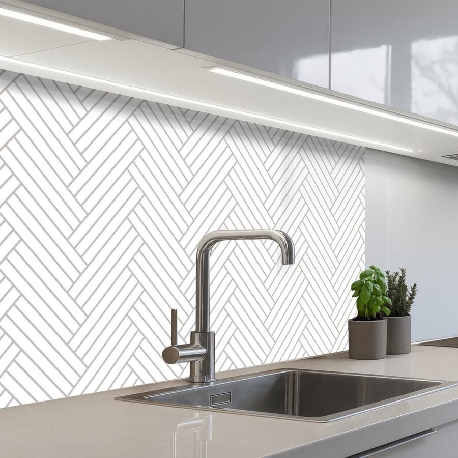 KitchenYeah Keuken achterwand 80x60 cm Spatscherm zelfklevend Grafisch Patroon Modern Geweven Muurbeschermer Spatwand fornuis