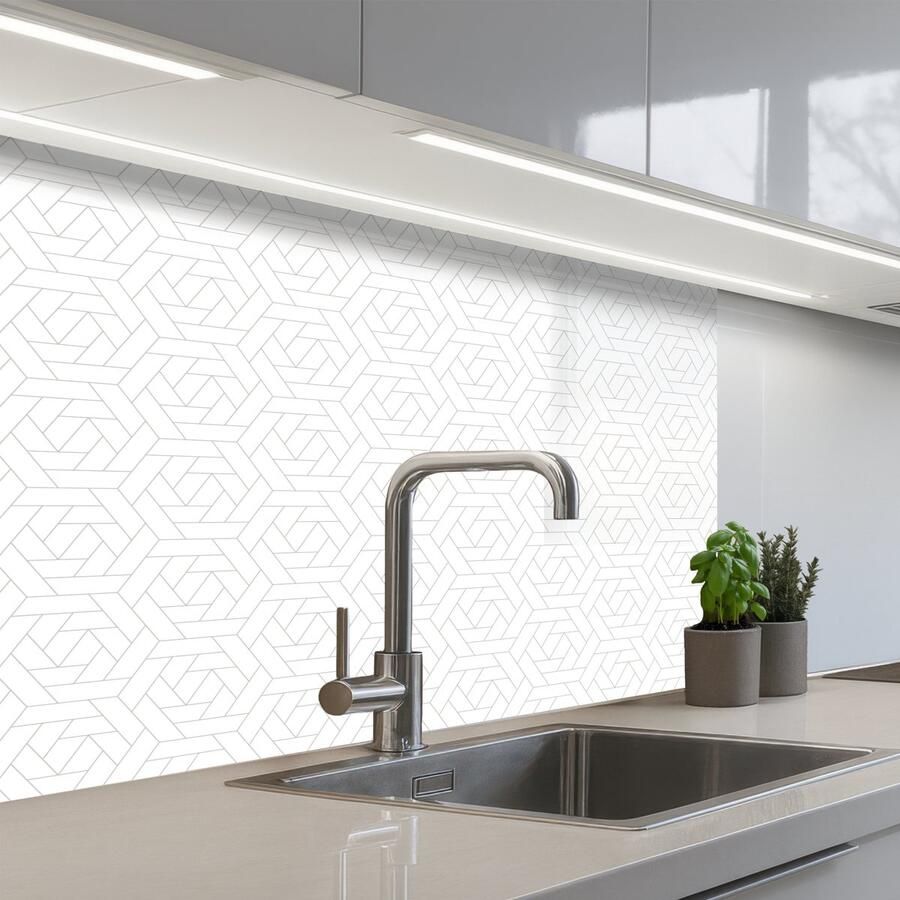 KitchenYeah Keuken achterwand 80x60 cm Spatscherm zelfklevend Grafisch Patroon Modern Tegels Muurbeschermer Spatwand fornuis