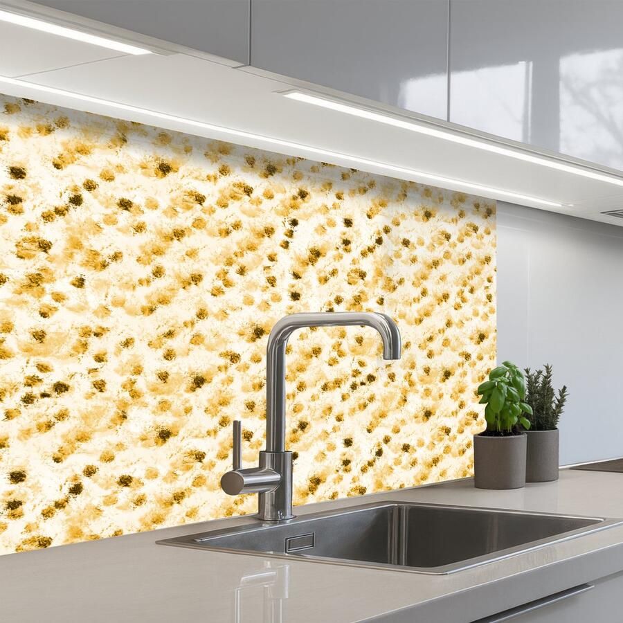 KitchenYeah Keuken achterwand 80x60 cm Spatscherm zelfklevend Olie Verf Texturen Beige Muurbeschermer Spatwand fornuis