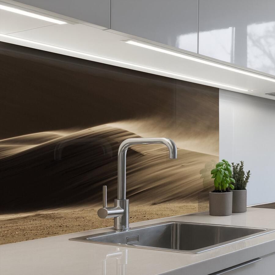 KitchenYeah Keuken achterwand 80x60 cm Spatscherm zelfklevend Woestijn Zand Natuur Duin Muurbeschermer Spatwand fornuis