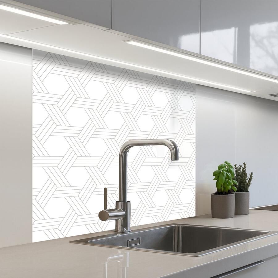 KitchenYeah Keuken achterwand 80x80 cm Spatscherm zelfklevend Grafisch Patroon Modern Driedubbel Muurbeschermer Spatwand fornuis