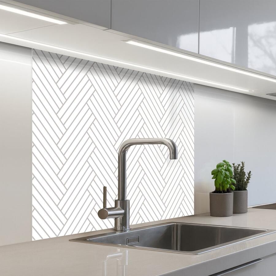 KitchenYeah Keuken achterwand 80x80 cm Spatscherm zelfklevend Grafisch Patroon Modern Geweven Muurbeschermer Spatwand fornuis