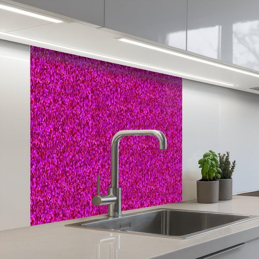 KitchenYeah Keuken achterwand 80x80 cm Spatscherm zelfklevend Vloeiend Olie Roze Verf Muurbeschermer Spatwand fornuis