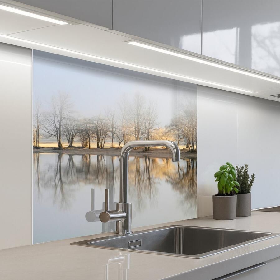 KitchenYeah Keuken achterwand 80x80 cm Spatscherm zelfklevend Water Bomen Natuur Landschap Muurbeschermer Spatwand fornuis - Foto 2