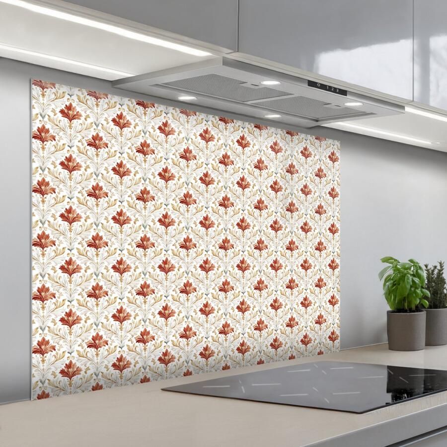 KitchenYeah Spatscherm 100x75 cm Zelfklevende achterwand Chic Bloemen Patroon Keuken muurbeschermer Spatwand fornuis