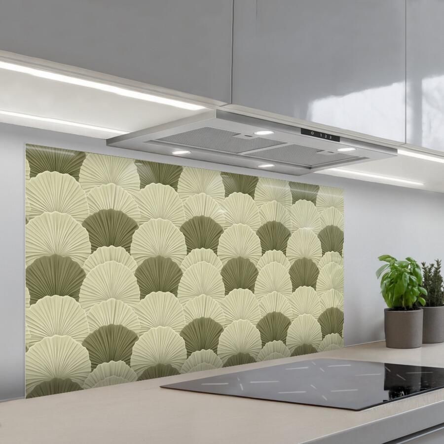 KitchenYeah Spatscherm 120x60 cm Zelfklevende achterwand Bladeren Structuur Groen Keuken muurbeschermer Spatwand fornuis