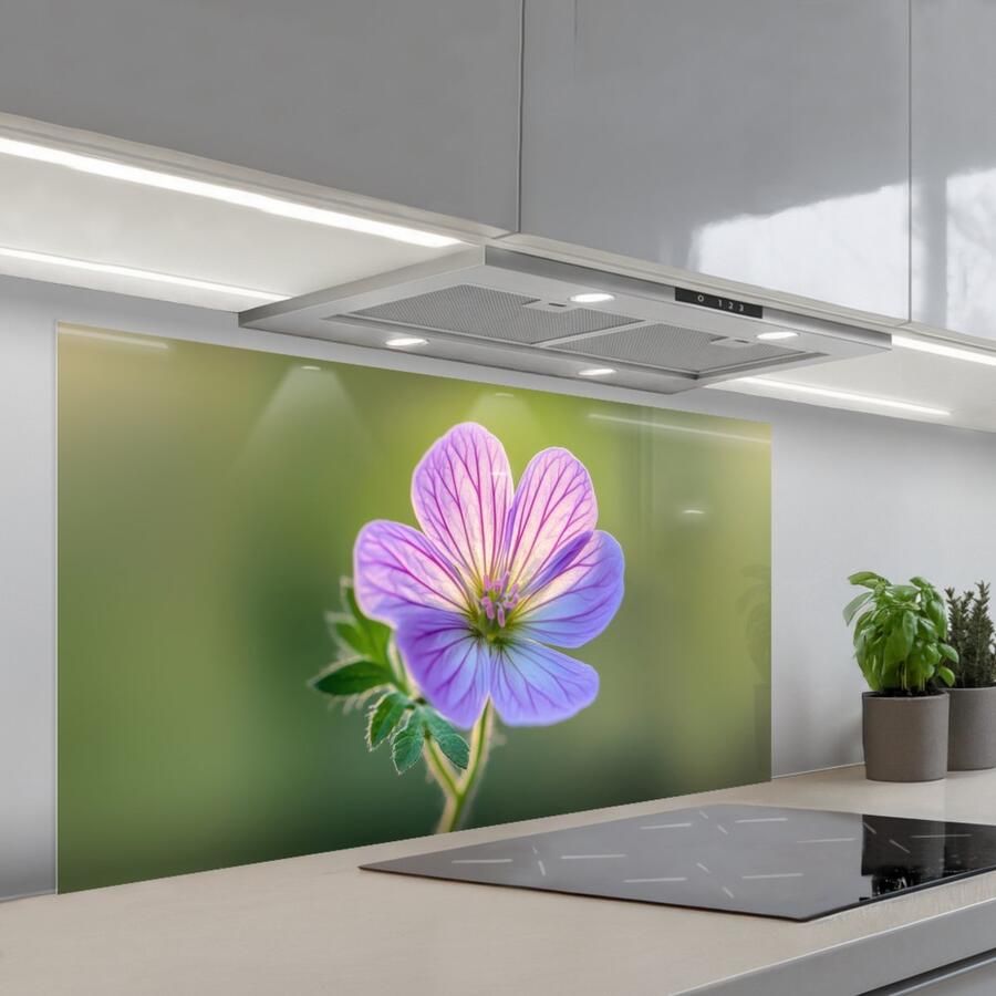 KitchenYeah Spatscherm 120x60 cm Zelfklevende achterwand Bloem Close up Paars Keuken muurbeschermer Spatwand fornuis - Foto 1