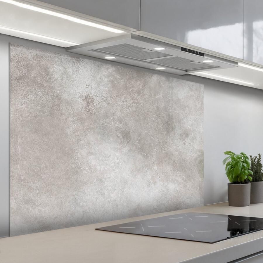 KitchenYeah Spatscherm 120x80 cm Zelfklevende achterwand Beton Grijs Keuken muurbeschermer Spatwand fornuis - Foto 1