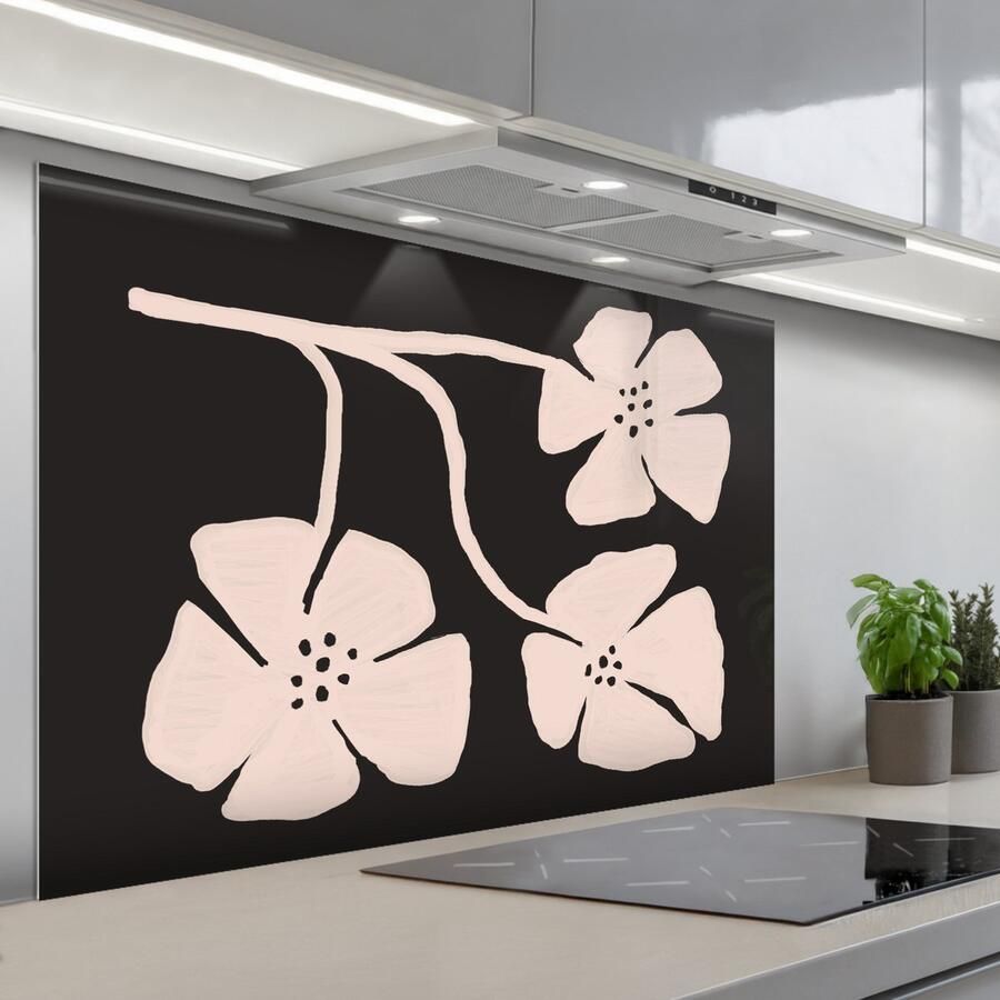 KitchenYeah Spatscherm 120x80 cm Zelfklevende achterwand Bloemen Bohemian Pastel Kunst Keuken muurbeschermer Spatwand fornuis