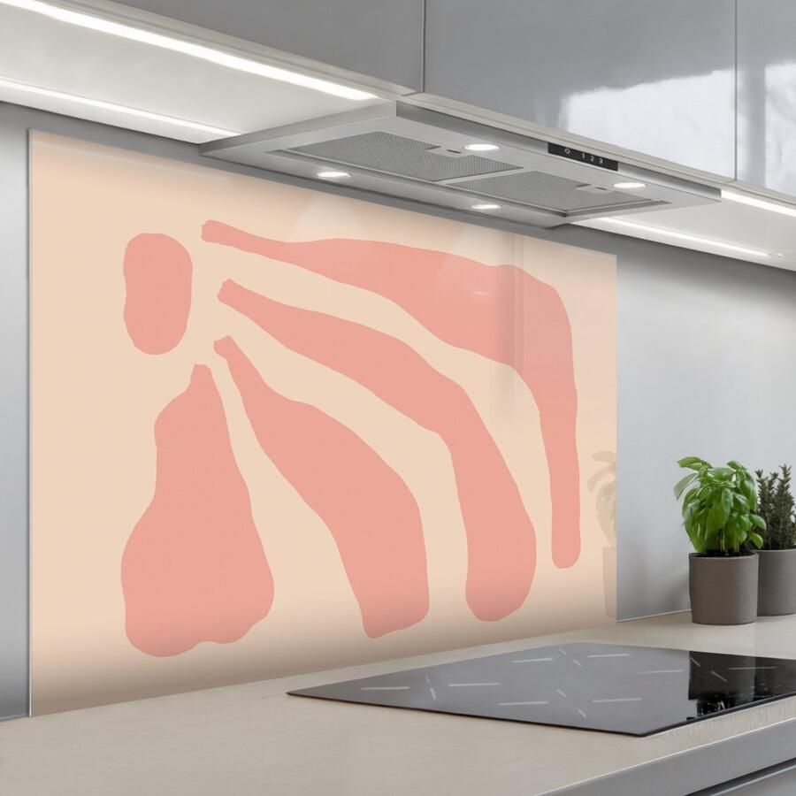 KitchenYeah Spatscherm 120x80 cm Zelfklevende achterwand Bohemian Roze Pastel Abstract Keuken muurbeschermer Spatwand fornuis