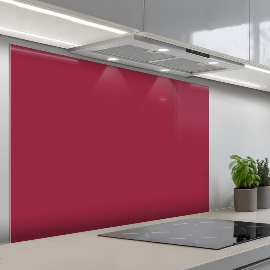 KitchenYeah Spatscherm 120x80 cm Zelfklevende achterwand Rood Effen kleur Keuken muurbeschermer Spatwand fornuis - Foto 1