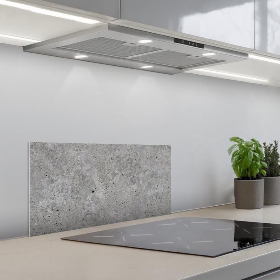 KitchenYeah Spatscherm 70x30 cm Zelfklevende achterwand Beton Leisteen Grijs Betonlook Keuken muurbeschermer Spatwand fornuis