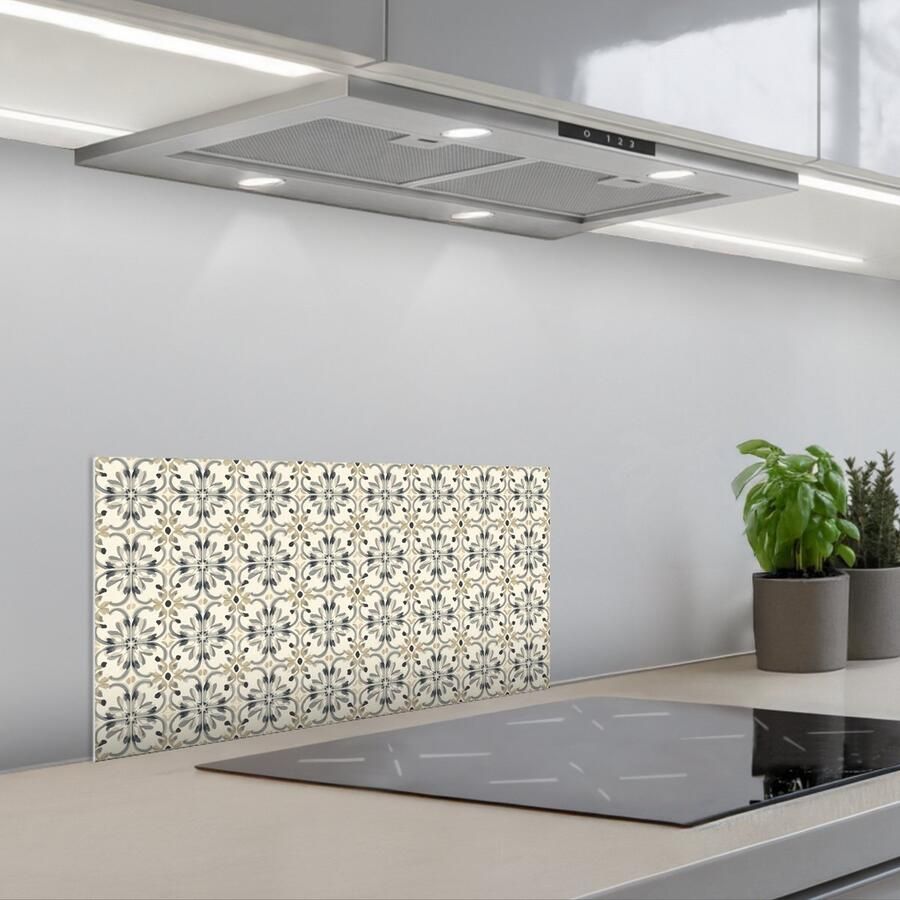 KitchenYeah Spatscherm 70x30 cm Zelfklevende achterwand Floraal Patroon Kleurrijk Keuken muurbeschermer Spatwand fornuis