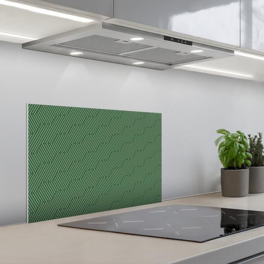 KitchenYeah Spatscherm 60x40 cm Zelfklevende achterwand Groen Strepen Patroon Keuken muurbeschermer Spatwand fornuis