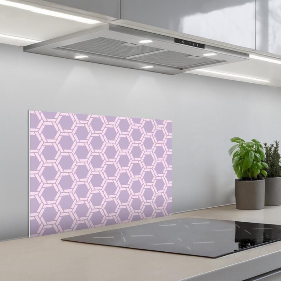 KitchenYeah Spatscherm 60x40 cm Zelfklevende achterwand Patroon Roze Paars Keuken muurbeschermer Spatwand fornuis