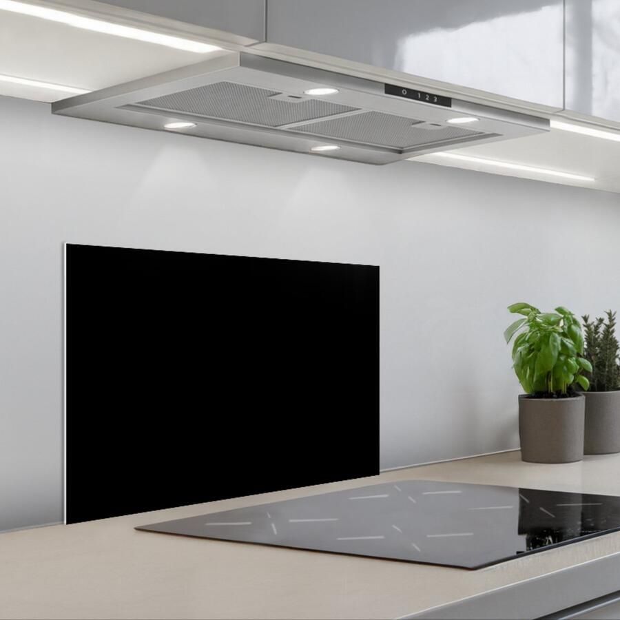 KitchenYeah Spatscherm 60x40 cm Zelfklevende achterwand Zwart Effen kleur Keuken muurbeschermer Spatwand fornuis