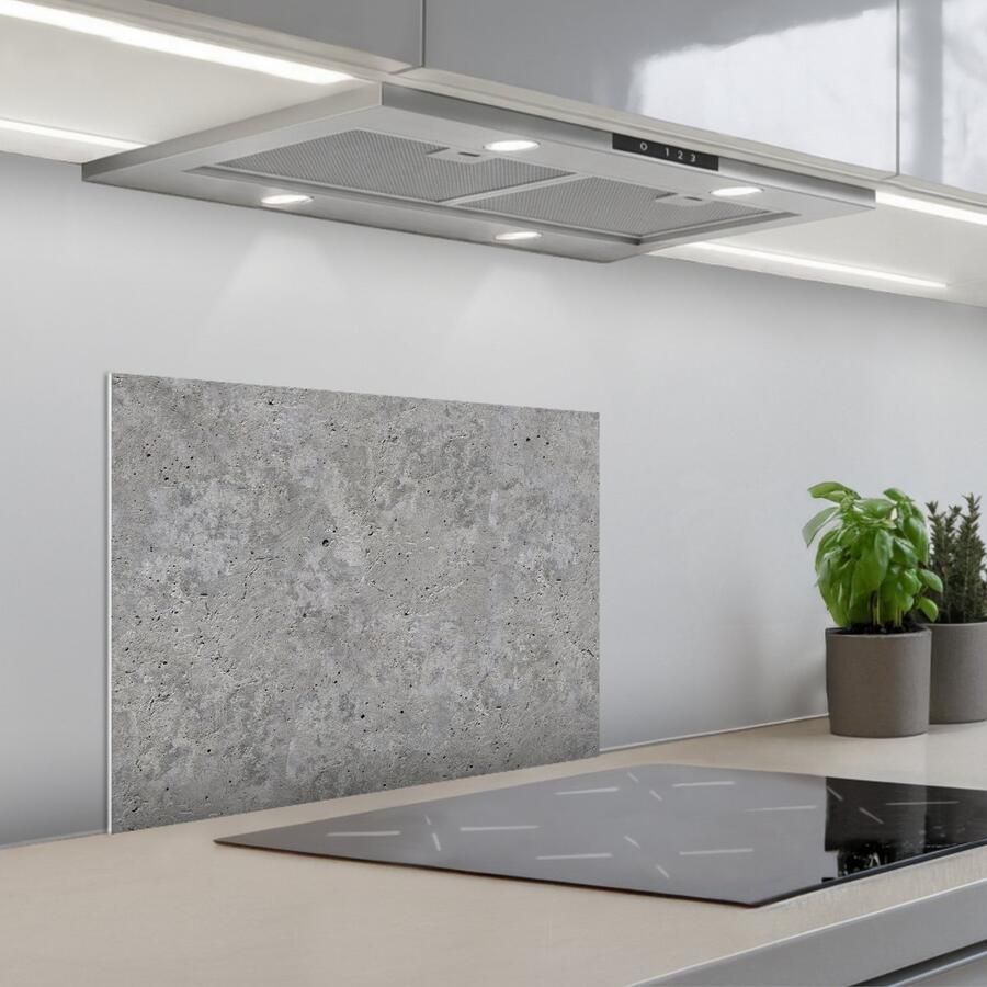 KitchenYeah Spatscherm 60x45 cm Zelfklevende achterwand Beton Leisteen Grijs Betonlook Keuken muurbeschermer Spatwand fornuis
