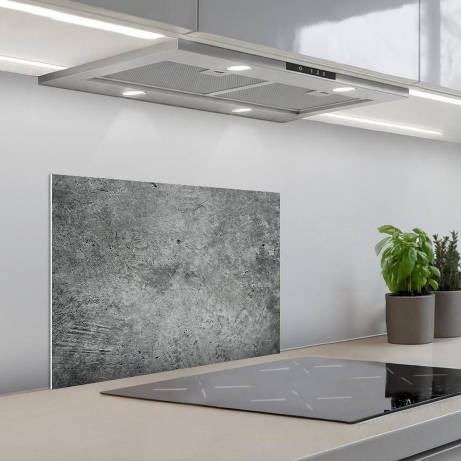 KitchenYeah Spatscherm 60x45 cm Zelfklevende achterwand Beton Leisteen Grijs -Betonstructuur Keuken muurbeschermer Spatwand fornuis