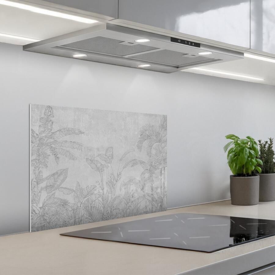 KitchenYeah Spatscherm 60x45 cm Zelfklevende achterwand Beton Patroon Grijs Keuken muurbeschermer Spatwand fornuis