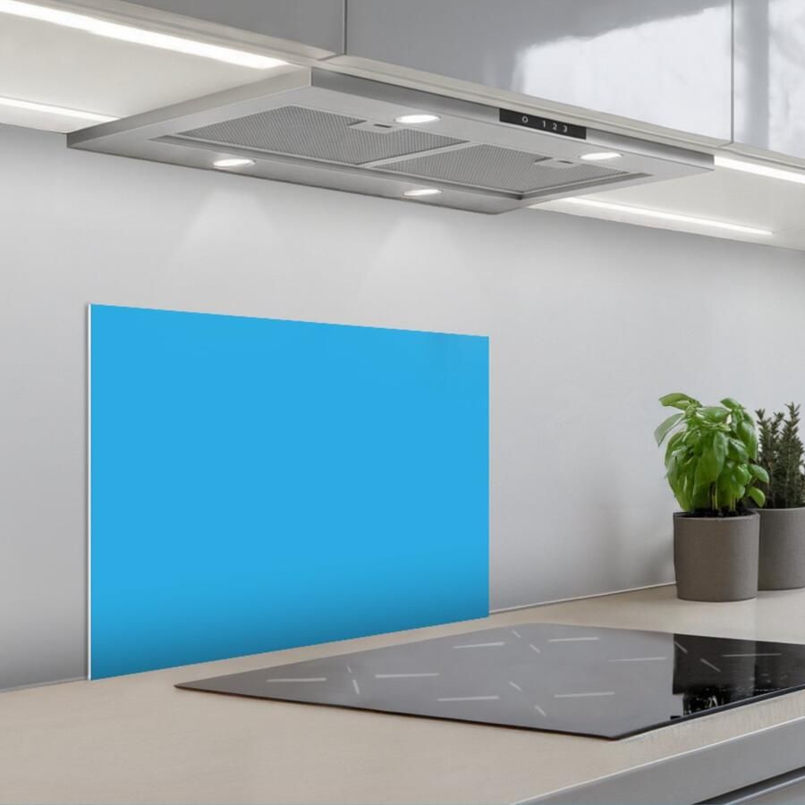 KitchenYeah Spatscherm 60x45 cm Zelfklevende achterwand Blauw Licht Kleuren Keuken muurbeschermer Spatwand fornuis