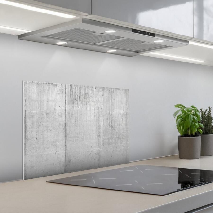 KitchenYeah Spatscherm 60x45 cm Zelfklevende achterwand Grijs Betonlook Industrieel Keuken muurbeschermer Spatwand fornuis