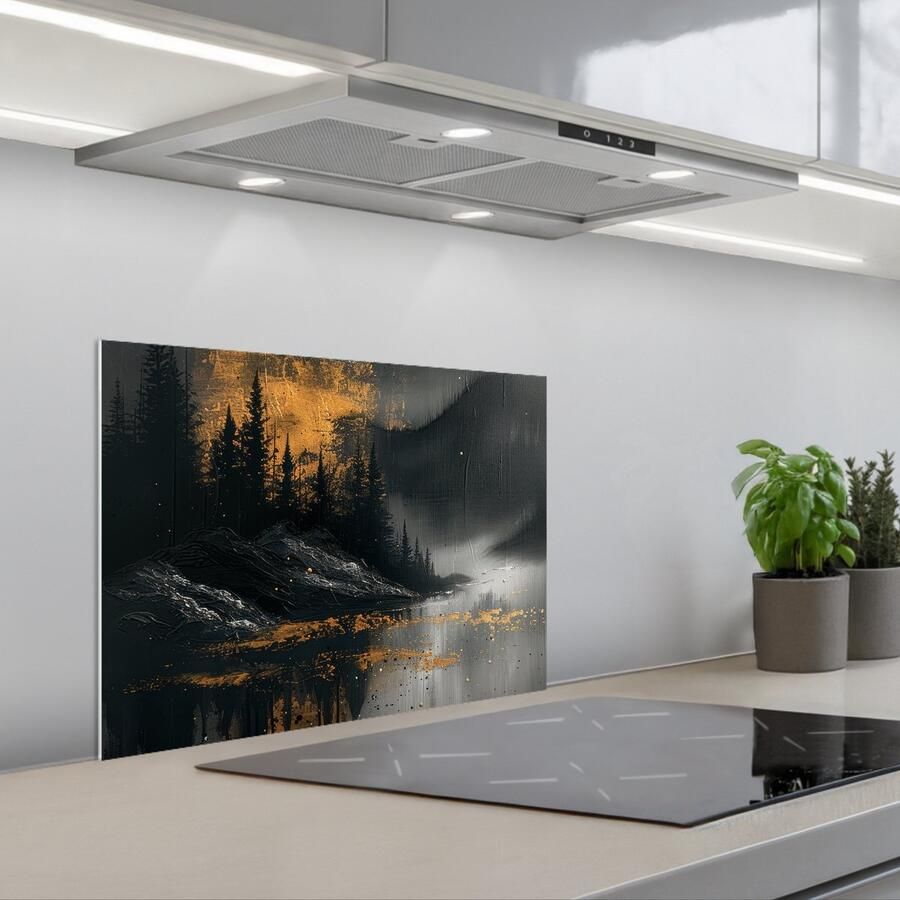 KitchenYeah Spatscherm 60x45 cm Zelfklevende achterwand Natuur Abstract Landschap Modern Keuken muurbeschermer Spatwand fornuis