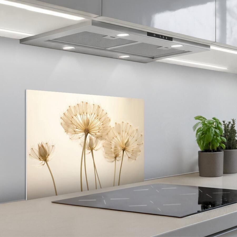 KitchenYeah Spatscherm 60x45 cm Zelfklevende achterwand Zonlicht Paardenbloem Botanisch Bloemen Keuken muurbeschermer Spatwand fornuis