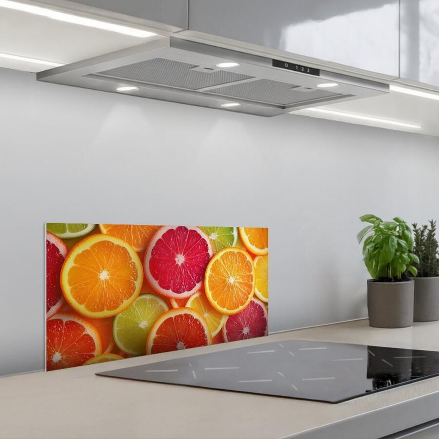 KitchenYeah Spatscherm 60x30 cm Zelfklevende achterwand Fruit Kleurrijk Close up Keuken muurbeschermer Spatwand fornuis