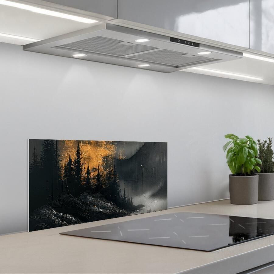 KitchenYeah Spatscherm 70x30 cm Zelfklevende achterwand Natuur Abstract Landschap Modern Keuken muurbeschermer Spatwand fornuis