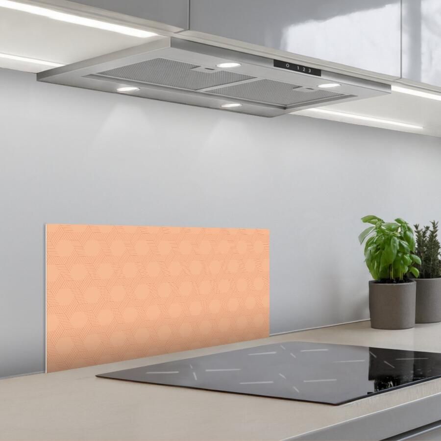 KitchenYeah Spatscherm 60x30 cm Zelfklevende achterwand Patroon Oranje Lijnen Keuken muurbeschermer Spatwand fornuis