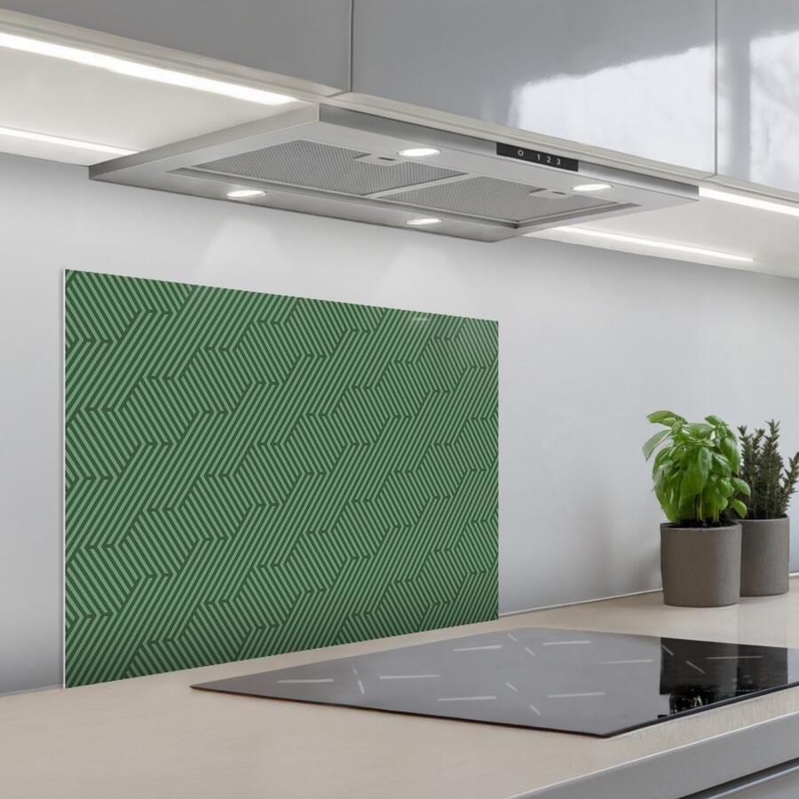 KitchenYeah Spatscherm 70x50 cm Zelfklevende achterwand Groen Strepen Patroon Keuken muurbeschermer Spatwand fornuis