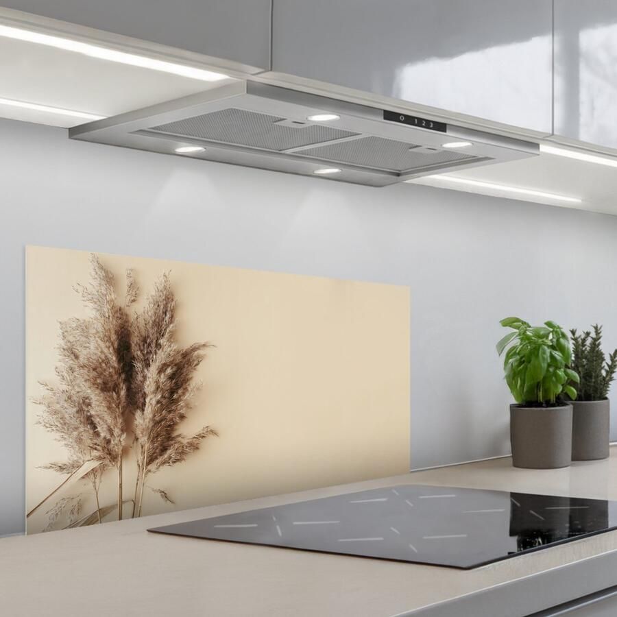 KitchenYeah Spatscherm 80x40 cm Zelfklevende achterwand Graan Pastel Natuur Keuken muurbeschermer Spatwand fornuis - Foto 1