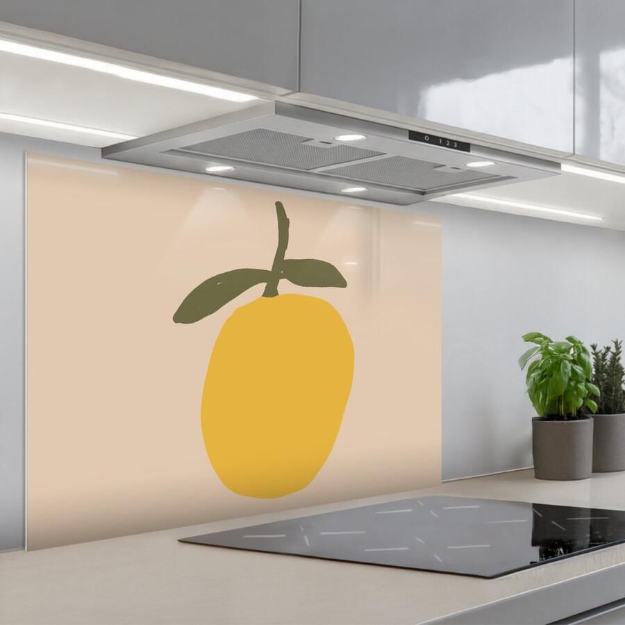 KitchenYeah Spatscherm 90x60 cm Zelfklevende achterwand Fruit Abstracte kunst Modern Keuken muurbeschermer Spatwand fornuis