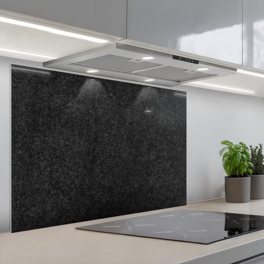 KitchenYeah Spatscherm 80x55 cm Zelfklevende achterwand Graniet Zwart Granietstructuur Donker Keuken muurbeschermer Spatwand fornuis