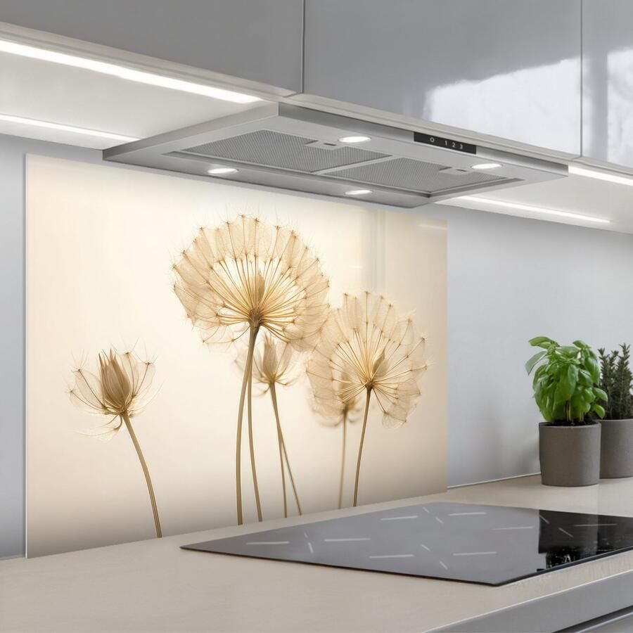 KitchenYeah Spatscherm 90x60 cm Zelfklevende achterwand Zonlicht Paardenbloem Botanisch Bloemen Keuken muurbeschermer Spatwand fornuis